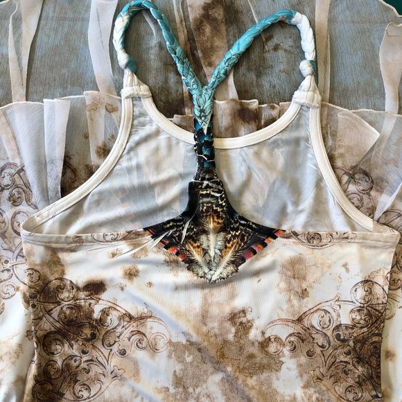 Sophie & Mia Feather Print High- Low Dress with Braided Racerback Straps - Picture 14 of 14